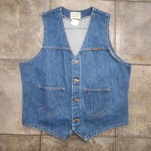 Vintage 70s Do Nothing By Sedgefield Men's Large Blue Denim Button Up Vest